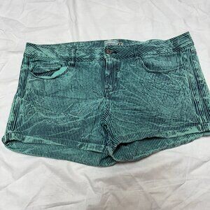 Dickies Green and Blue Stripe Denim Shorts, Size 17